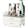VUSIGN Makeup Organizer, Cosmetics Skincare Organizers with 2 Drawers and 1 Tray for Vanity Organizer, Makeup Holder for Countertop, Bathroom, Dresser, Ideal Gifts for Women, White