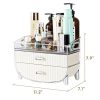 VUSIGN Makeup Organizer, Cosmetics Skincare Organizers with 2 Drawers and 1 Tray for Vanity Organizer, Makeup Holder for Countertop, Bathroom, Dresser, Ideal Gifts for Women, White - Image 2