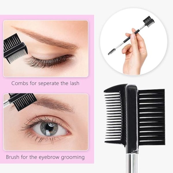 Eyelash Curlers Eyebrow Brush Kit for Women w Lash Curler, Eyelash Comb Seperator, Mascara Brushes, Eyelash Extension Tweezers, Angled Eyebrow Brush and Comb, 10 Silicone Refills Pads for Lash & Brow - Image 3